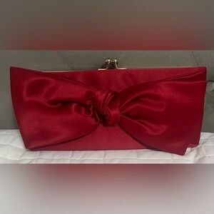 Kate Landry Red Satin Clutch with Bow